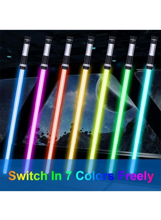 بيوينتي 2PCS الليزر السيف الضوئي المتوهج ، السيف الضوئي المزدوج القابل للسحب السيف الضوئي لعب Cosplay مع الصوت و 7 تعديل اللون يمكن ربطه للأطفال هدية (7 لون) - Image 2