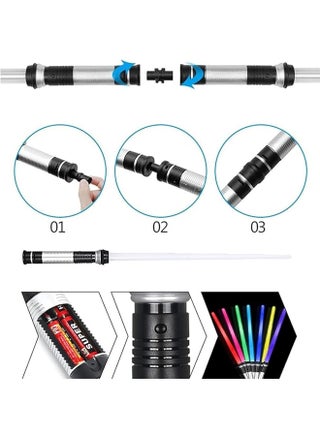2PCS Flashing Lightsaber Laser, Retractable Double Sword Light Saber Lightstick Cosplay Toys with Sound & 7 Color Adjustment Can be Spliced For Kids Gift (7 Color) - view 5