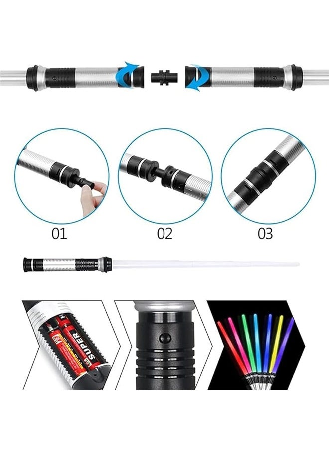 بيوينتي 2PCS الليزر السيف الضوئي المتوهج ، السيف الضوئي المزدوج القابل للسحب السيف الضوئي لعب Cosplay مع الصوت و 7 تعديل اللون يمكن ربطه للأطفال هدية (7 لون) - Image 5