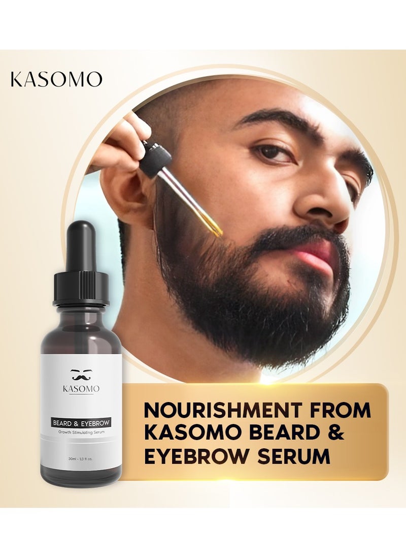 Kasomo - KASOMO Beard and Eyebrow Serum - All Natural Ingredients, Boost Thicker and Healthier Beard & Brow Growth, Improve Patchiness | The best beard and eyebrow serum product made in the USA (30ml) - Image 1