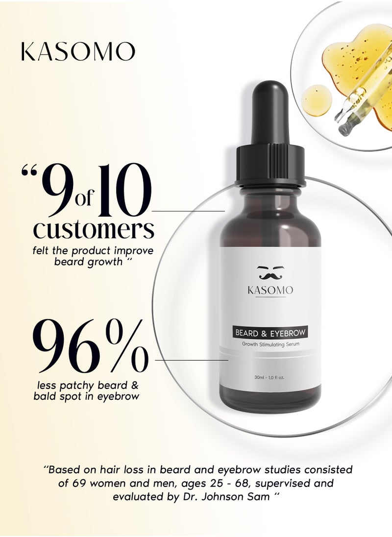 Kasomo - KASOMO Beard and Eyebrow Serum - All Natural Ingredients, Boost Thicker and Healthier Beard & Brow Growth, Improve Patchiness | The best beard and eyebrow serum product made in the USA (30ml) - Image 1
