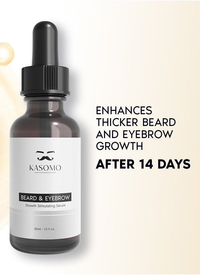 Kasomo - KASOMO Beard and Eyebrow Serum - All Natural Ingredients, Boost Thicker and Healthier Beard & Brow Growth, Improve Patchiness | The best beard and eyebrow serum product made in the USA (30ml) - Image 1