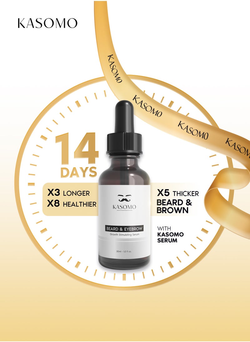 Kasomo - KASOMO Beard and Eyebrow Serum - All Natural Ingredients, Boost Thicker and Healthier Beard & Brow Growth, Improve Patchiness | The best beard and eyebrow serum product made in the USA (30ml) - Image 1