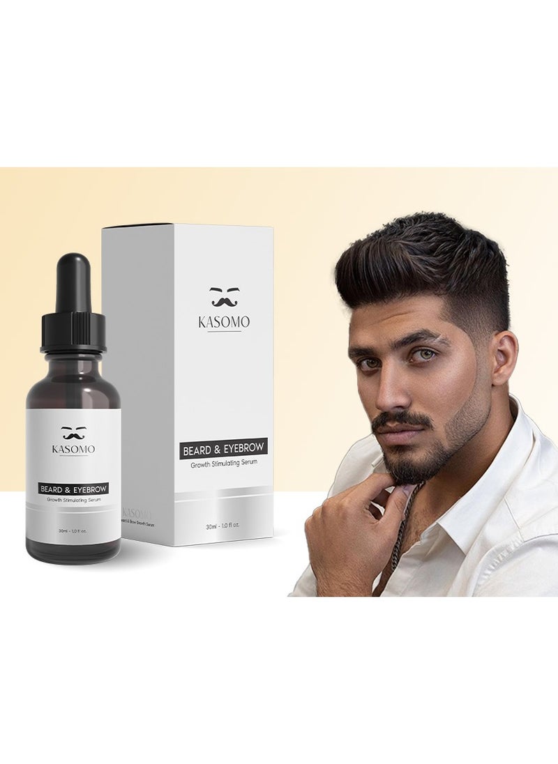 Kasomo - KASOMO Beard and Eyebrow Serum - All Natural Ingredients, Boost Thicker and Healthier Beard & Brow Growth, Improve Patchiness | The best beard and eyebrow serum product made in the USA (30ml) - Image 1