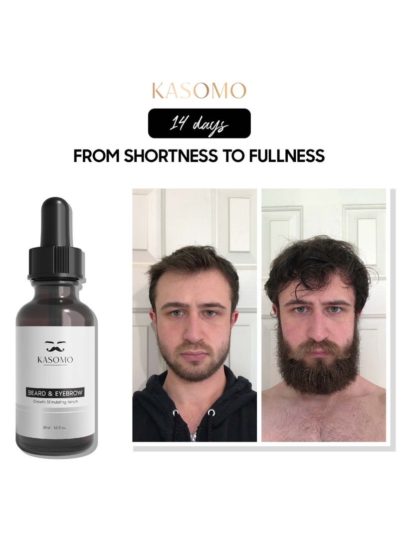 Kasomo - KASOMO Beard and Eyebrow Serum - All Natural Ingredients, Boost Thicker and Healthier Beard & Brow Growth, Improve Patchiness | The best beard and eyebrow serum product made in the USA (30ml) - Image 1