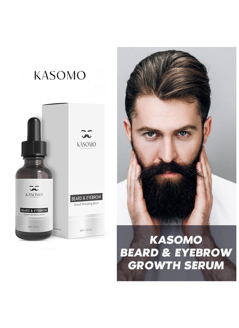 Kasomo - KASOMO Beard and Eyebrow Serum - All Natural Ingredients, Boost Thicker and Healthier Beard & Brow Growth, Improve Patchiness | The best beard and eyebrow serum product made in the USA (30ml) - Image 1