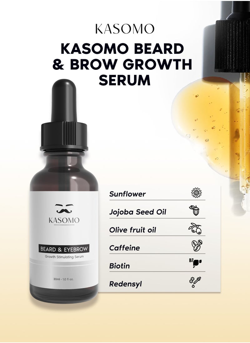Kasomo - KASOMO Beard and Eyebrow Serum - All Natural Ingredients, Boost Thicker and Healthier Beard & Brow Growth, Improve Patchiness | The best beard and eyebrow serum product made in the USA (30ml) - Image 1