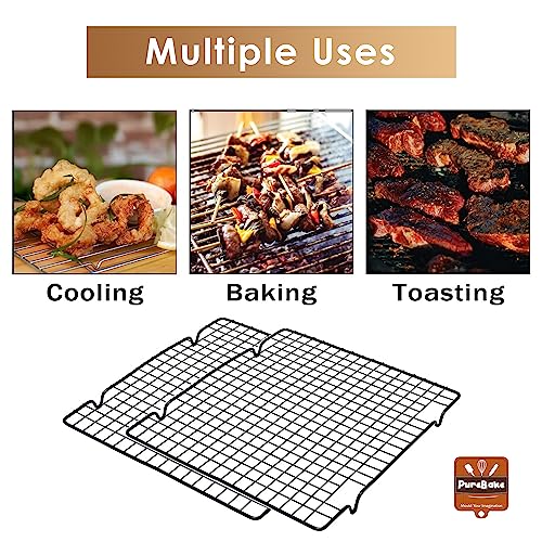 PureBake Cooling Rack for Baking & Cooking | 10x11 inch Square Metal Wire Rack for Cake, Meat, & Cookies | Non-Stick, Dishwasher Safe, Durable | 1 Piece (Black) - Image 4
