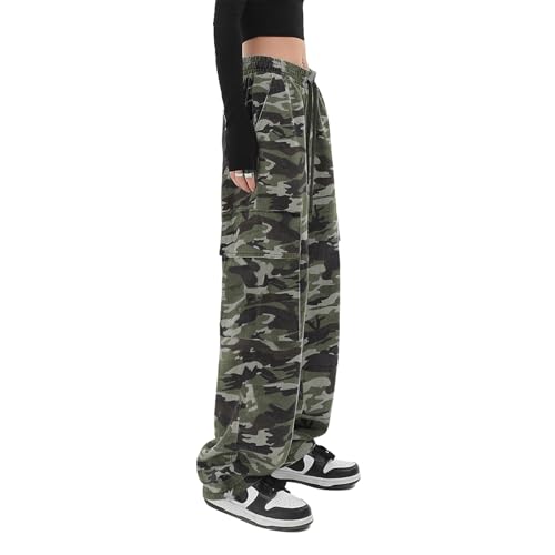 SESERAGI Cargo Pants Women Baggy Streetwear Y2K Drawstring Trousers Wide Leg Pants Black Grey M - Image 2