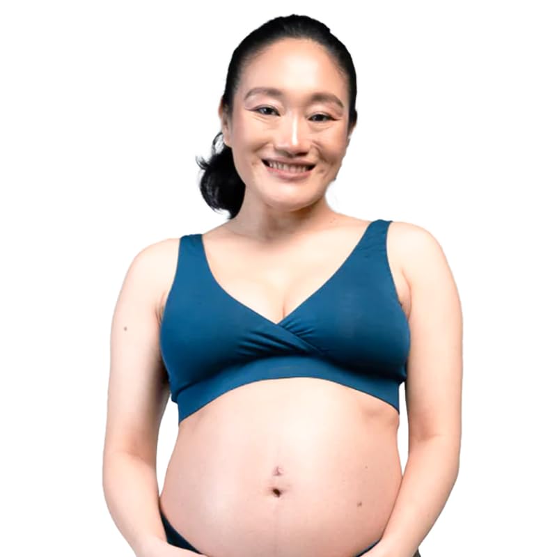 Circus &Circus Maternity Bra | Nursing Bra for Women | Pull Down Feeding Bra | Non Padded Bra for Women Slip On | Tencel Micromodal | Blue Curacao, M - Image 1