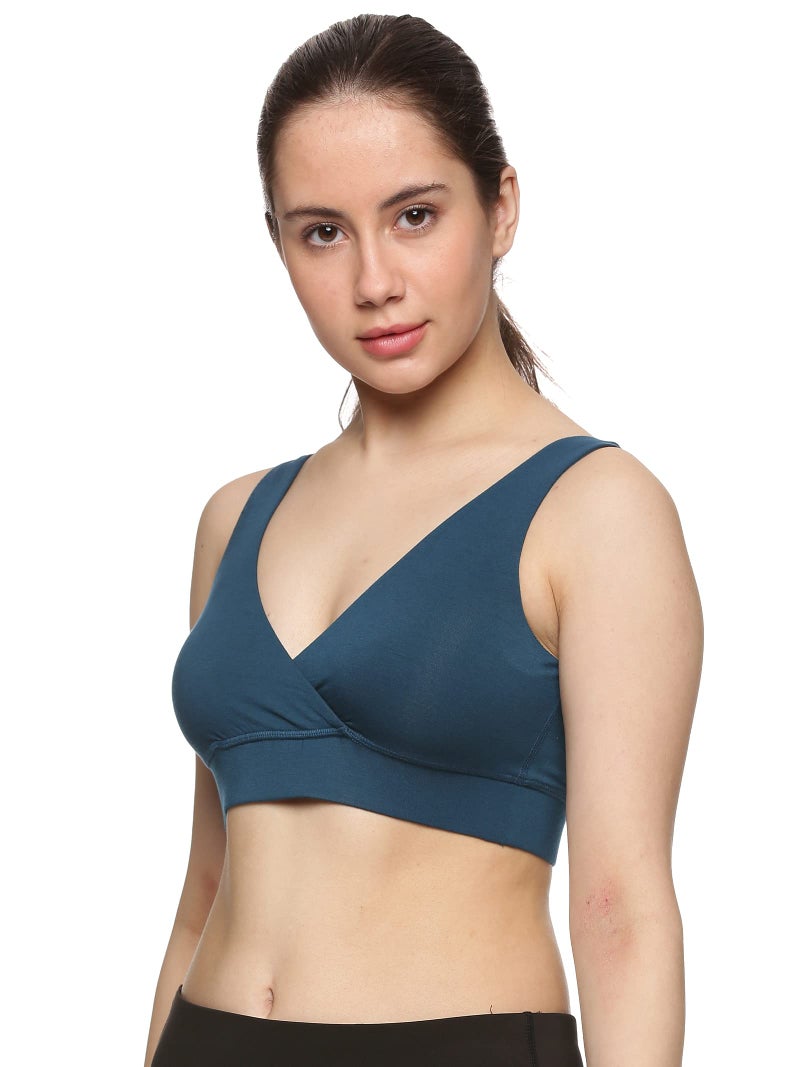 Circus &Circus Maternity Bra | Nursing Bra for Women | Pull Down Feeding Bra | Non Padded Bra for Women Slip On | Tencel Micromodal | Blue Curacao, M - Image 3