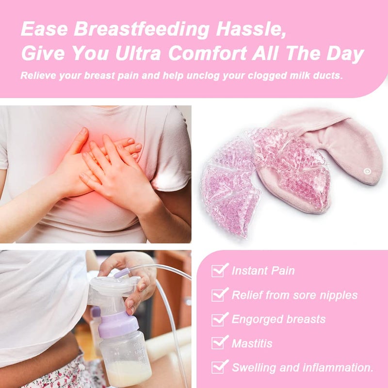 CONBELLA Hot Cold Gel Bead Breast Therapy Pack,Breast Ice Packs for Breastfeeding,Relief for Breastfeeding,Nursing Pain, Mastitis,Engorgement,Plugged Ducts, Boost Milk Let-Down & Production(#19 Pink) - Image 4