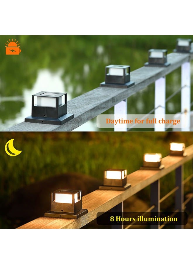 Maggift 4 Pack Solar Post Lights, 20 Lumen Outdoor Warm White High Brightness SMD LED Lighting Solar Powered Cap Light, Fits 4x4, 5x5 or 6x6 Wooden Posts, Waterproof for Yard Fence Deck or Patio - Image 2