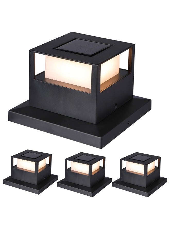 Maggift 4 Pack Solar Post Lights, 20 Lumen Outdoor Warm White High Brightness SMD LED Lighting Solar Powered Cap Light, Fits 4x4, 5x5 or 6x6 Wooden Posts, Waterproof for Yard Fence Deck or Patio - Image 1
