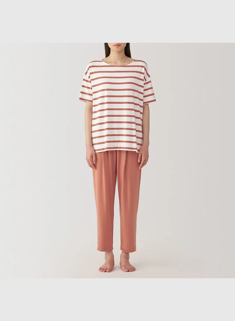 MUJI Smooth Jersey Short Sleeve Loungewear Set, Long Pants