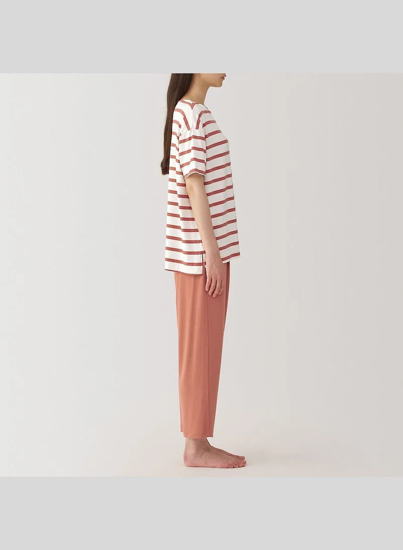MUJI Smooth Jersey Short Sleeve Loungewear Set, Long Pants