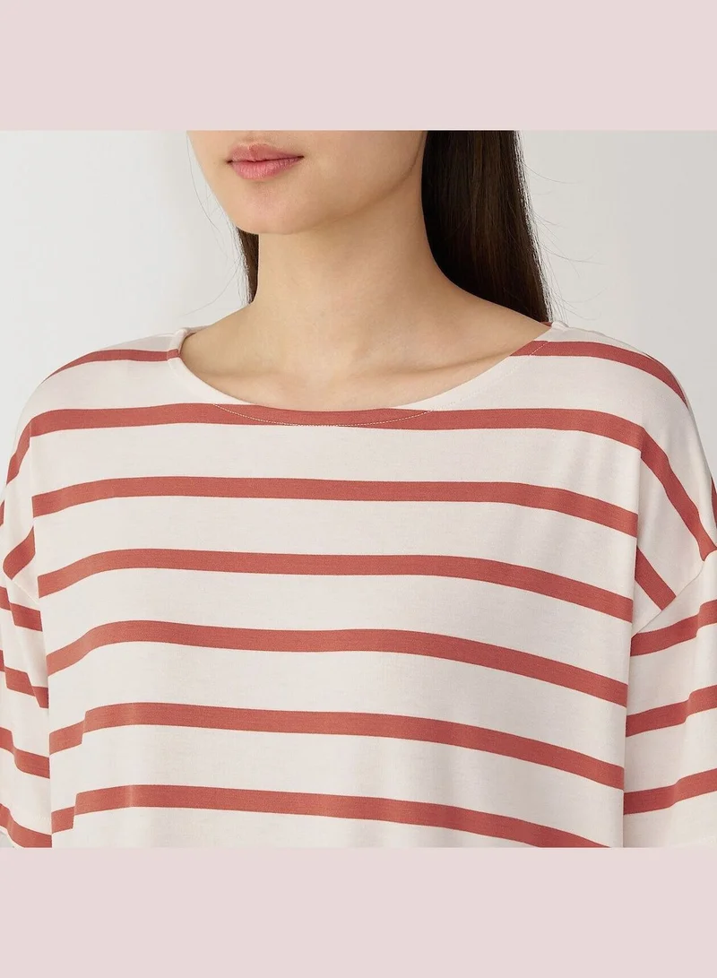 MUJI Smooth Jersey Short Sleeve Loungewear Set, Long Pants