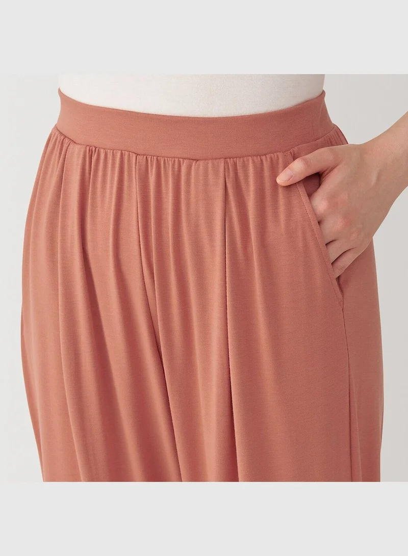 MUJI Smooth Jersey Short Sleeve Loungewear Set, Long Pants