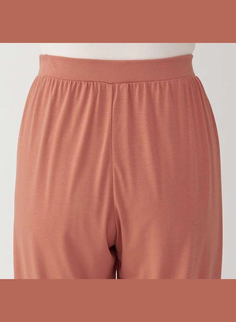 MUJI Smooth Jersey Short Sleeve Loungewear Set, Long Pants