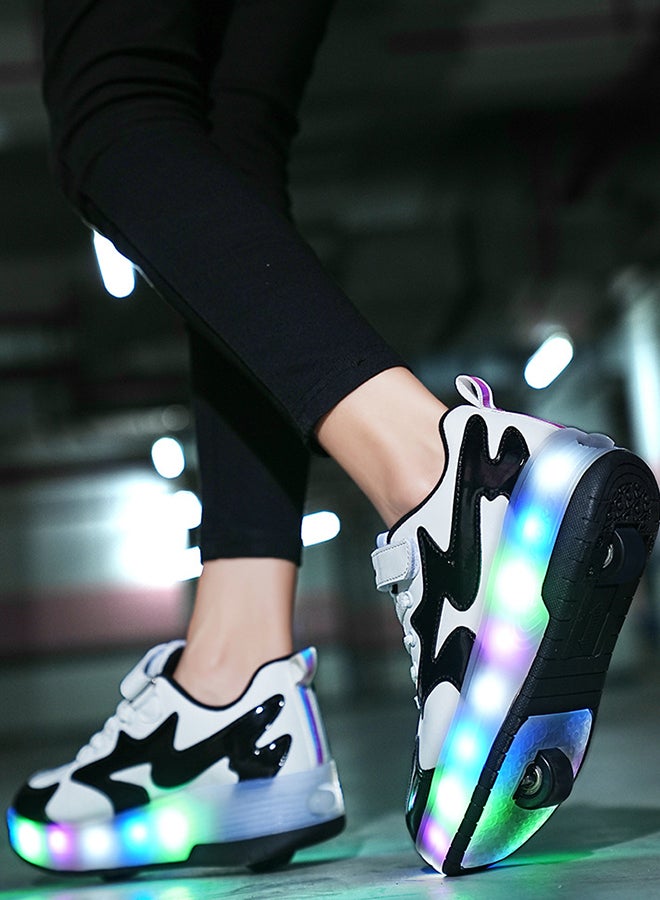 Sharpdo Kids Roller Skates Light Up Shoes with Double Wheel Shoes LED USB Charging Roller Sneakers for Girls Boys Best Gift  - Image 4
