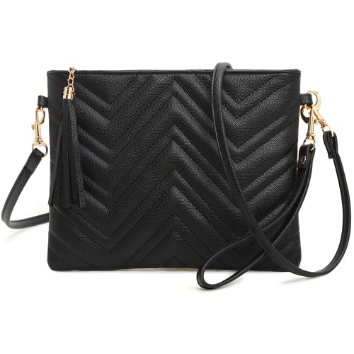 CYHTWSDJ Trendy Vegan Leather Shoulder Purses, Clutch Wallet with Wristlet Strap,Small tassel Crossbody Bags for Women (Black&W) - Image 4
