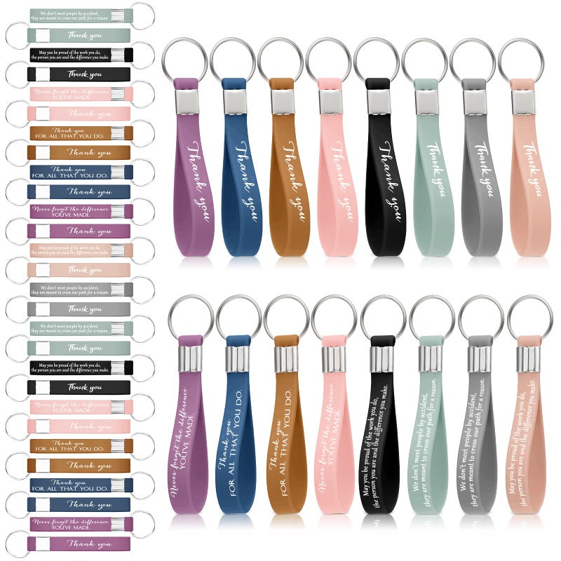 Hoteam 80 Pcs Employee Appreciation Gifts Bulk Inspirational Keychains Silicone Motivational Quote Key Chains Thank You Gifts for Doctor Team Coworker Teacher Group Office - Image 2