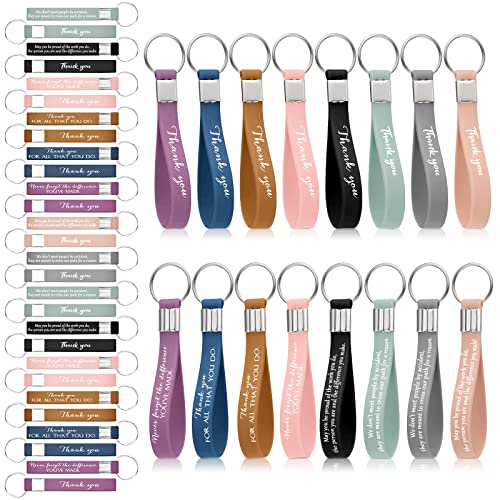 Hoteam 80 Pcs Employee Appreciation Gifts Bulk Inspirational Keychains Silicone Motivational Quote Key Chains Thank You Gifts for Doctor Team Coworker Teacher Group Office - Image 1
