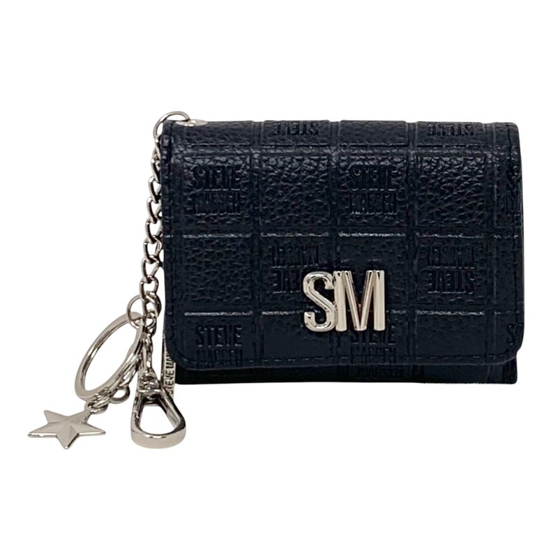 Steve Madden Womens Bklara Card Case with Keyring and Clip Black Black - Image 2