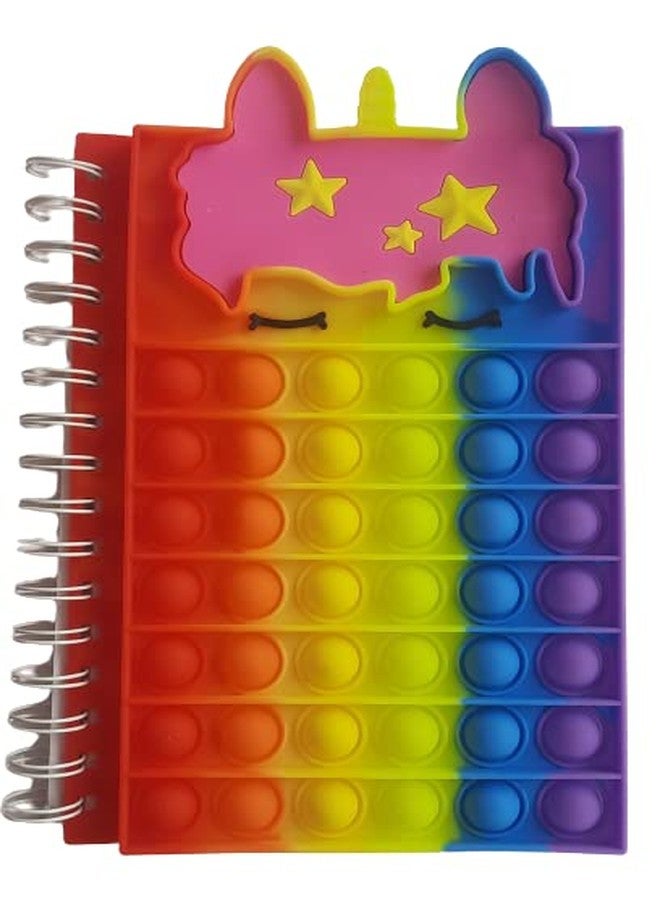 MSGH Pop It Fidget Diary and Unicorn Pop It/Spiral Diary for Girls Adults Kids Stress Relief Notebook Depression Reduce Diary Plus Toy for Kids Push Pop Diary Milticolor (PACK OF 1 NOTEBOOK) - Image 1