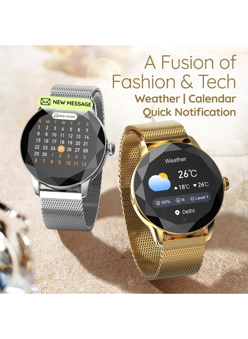 بيبل Vienna 1.27" Smartwatch for Women, HD Display, Bluetooth Calling, Diamond Cut Design, Female Health Monitoring, Multi-Sports Modes, Sleep Monitoring