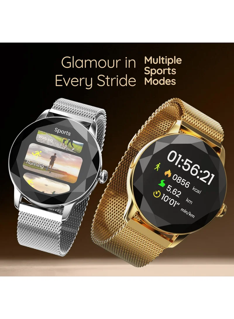 بيبل Vienna 1.27" Smartwatch for Women, HD Display, Bluetooth Calling, Diamond Cut Design, Female Health Monitoring, Multi-Sports Modes, Sleep Monitoring