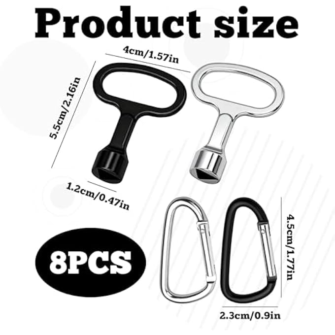4PCS METER BOX KEY WITH 4PCS KEYCHAIN GAS METER BOX KEY METAL TRIANGLE KEY GAS BOX KEY BIN KEY TRIANGLE KEY FOR GAS WATER ELECTRIC METER BOX CABINET AND GAS BOX ACCESS(SILVER&BLACK) - Image 2