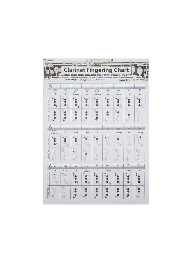 Thoraya Clarinet Fingering Chart Clarionet Chords Poster Training Chart Musical Instrument Accessories for BeginnersL 56cm  - Image 1