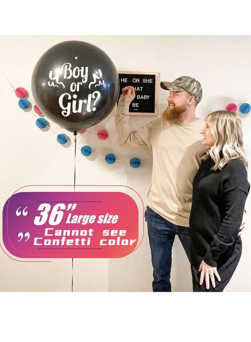 SOLARAE Baby Gender Reveal Balloon Black boy or girl printed balloons pink and blue confetti in the shape of hearts Baby Shower Gender Reveal Party Supplies Decorations for Kits 2 Pieces 36inch Large - Image 3