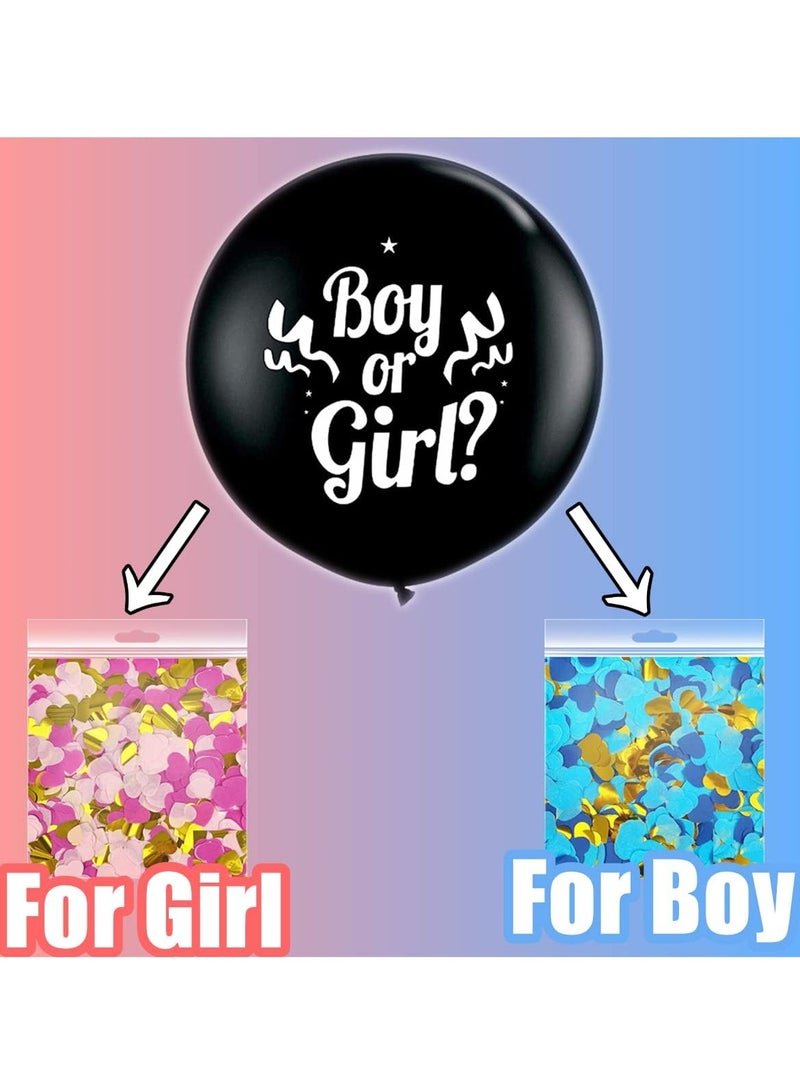 SOLARAE Baby Gender Reveal Balloon Black boy or girl printed balloons pink and blue confetti in the shape of hearts Baby Shower Gender Reveal Party Supplies Decorations for Kits 2 Pieces 36inch Large - Image 5