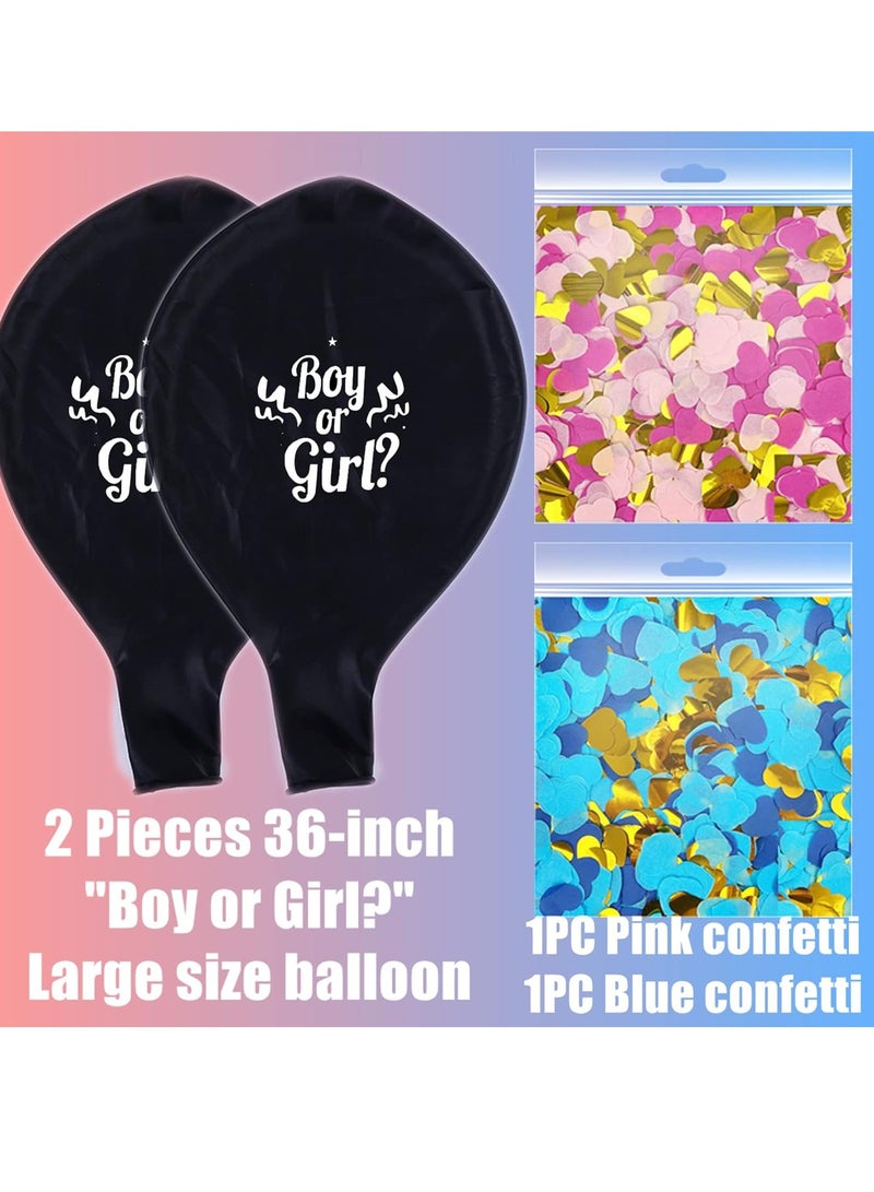 SOLARAE Baby Gender Reveal Balloon Black boy or girl printed balloons pink and blue confetti in the shape of hearts Baby Shower Gender Reveal Party Supplies Decorations for Kits 2 Pieces 36inch Large - Image 4