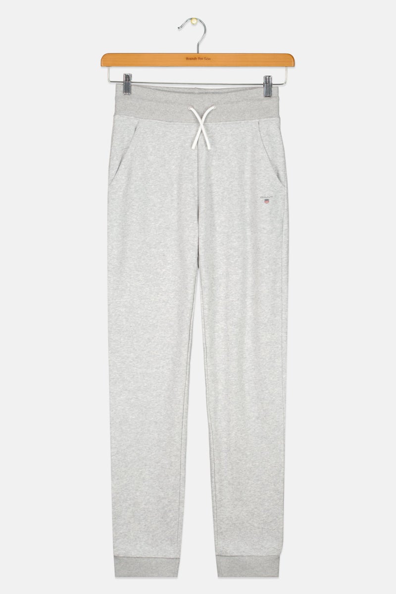 GANT Kids Boy Drawstring Embroidered Logo Jogger Pants, Grey  - Image 1