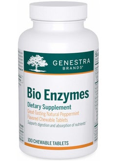 Genestra Brands Bio Enzymes | Complete Digestive Enzymes Formula in Chewable Tablets | 100 Chewable Tablets | Natural Peppermint Flavor  - Image 1