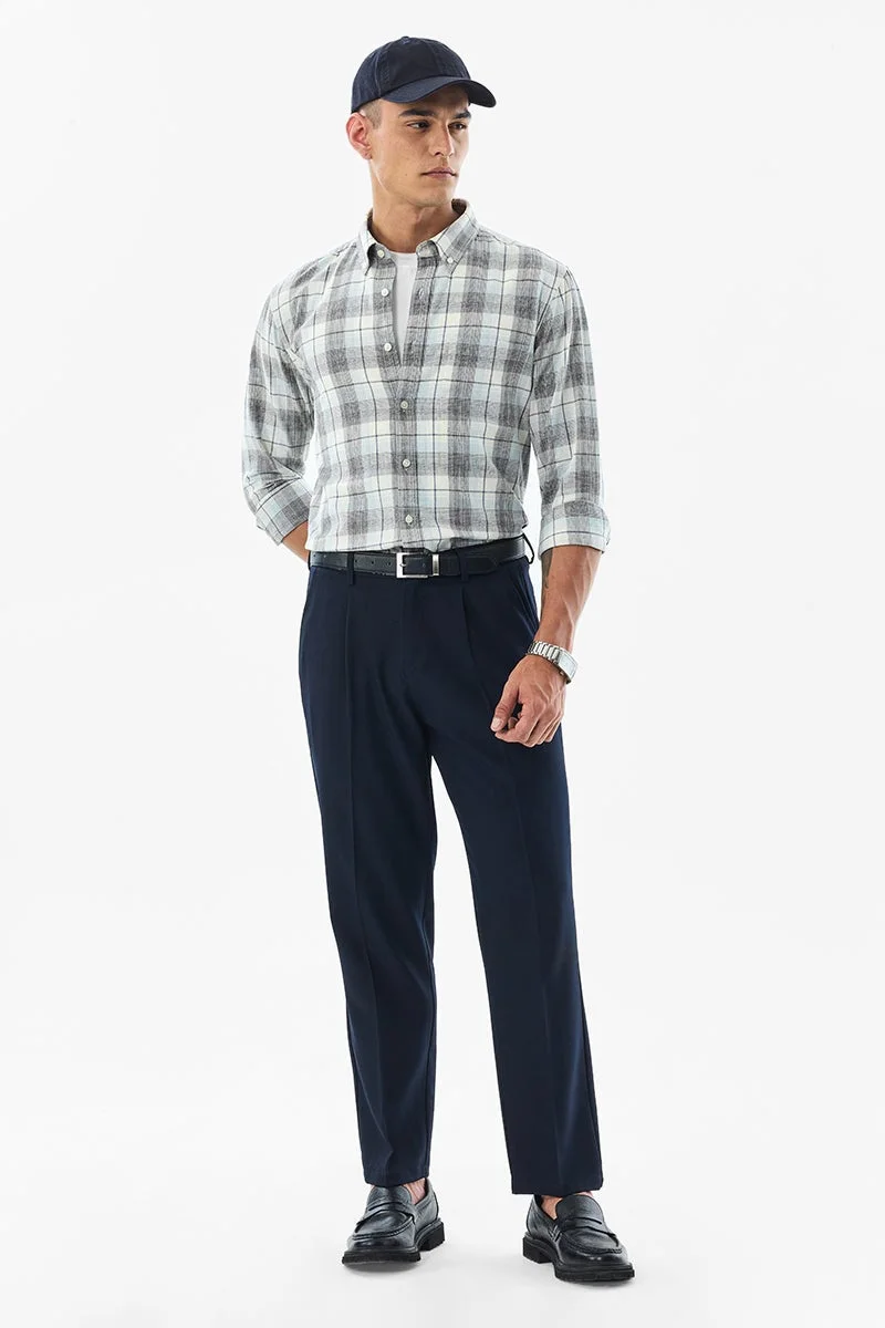 SNITCH Grey Checkered Long Sleeve Regular Fit Shirt