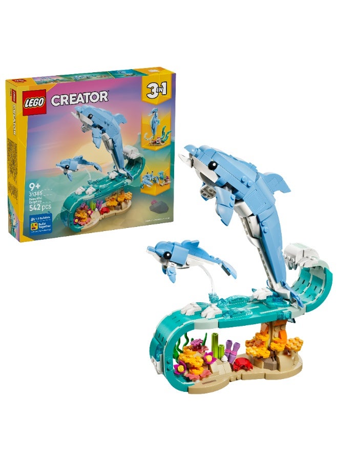 ليغو الحيوانات البحرية: الدلافين الجميلة من ليغو® كرييتور 3 في 1، لإعادة البناء إلى حصان بحر أو سلطعون، 31385 - Image 1