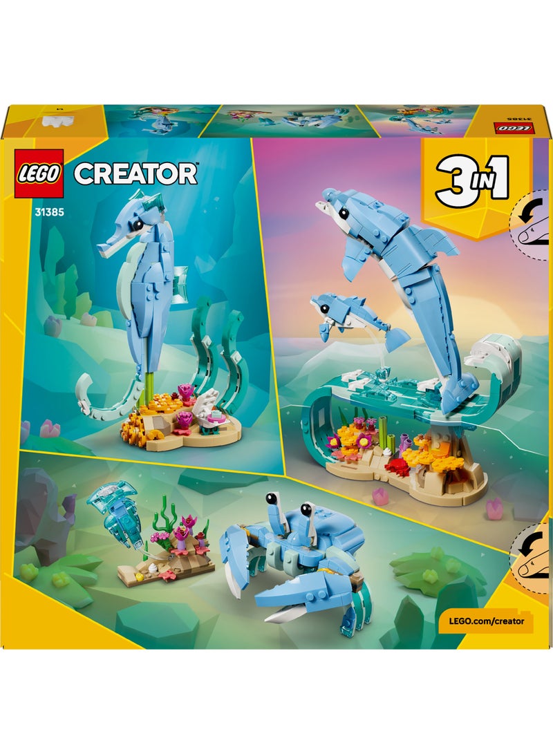 ليغو الحيوانات البحرية: الدلافين الجميلة من ليغو® كرييتور 3 في 1، لإعادة البناء إلى حصان بحر أو سلطعون، 31385 - Image 2