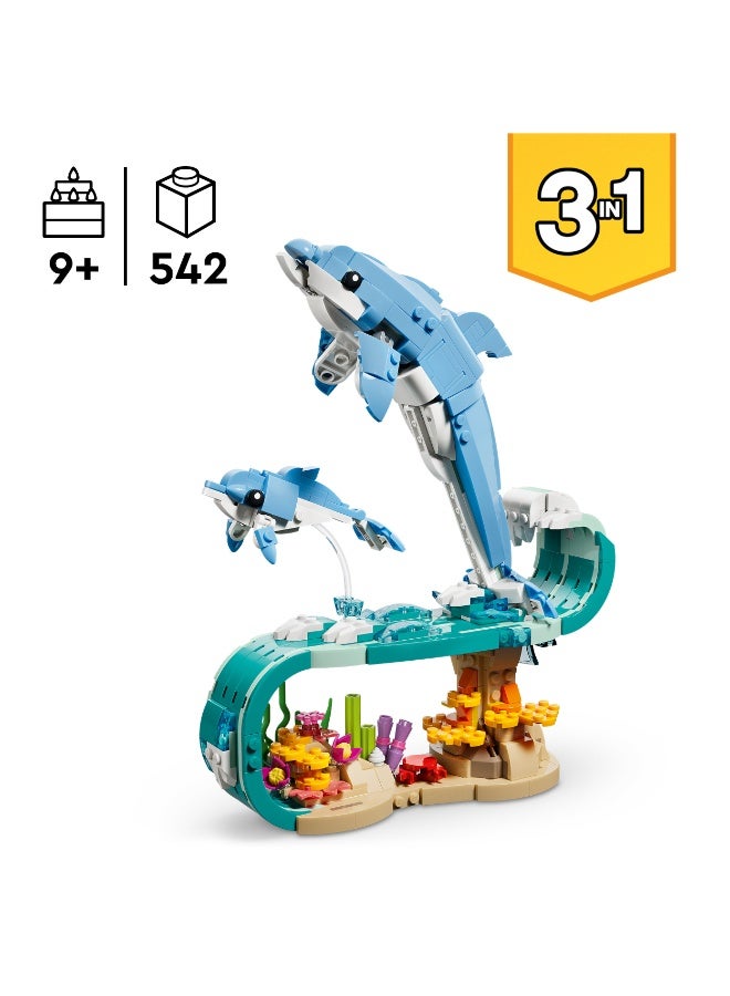 ليغو الحيوانات البحرية: الدلافين الجميلة من ليغو® كرييتور 3 في 1، لإعادة البناء إلى حصان بحر أو سلطعون، 31385 - Image 3