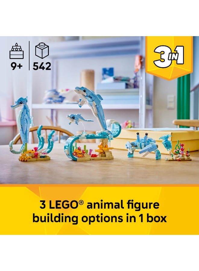 ليغو الحيوانات البحرية: الدلافين الجميلة من ليغو® كرييتور 3 في 1، لإعادة البناء إلى حصان بحر أو سلطعون، 31385 - Image 5