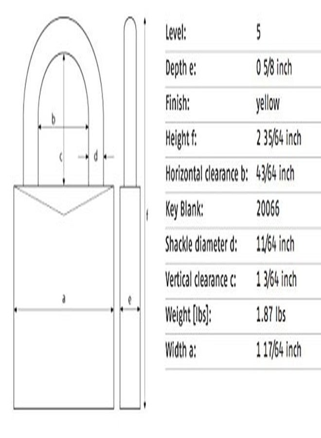 ABUS Yellow 72/30 Lockout Tagout Padlock w/ 1" Shackle, Single Padlock, Keyed Different, 1 Padlock with 2 Keys - Image 4