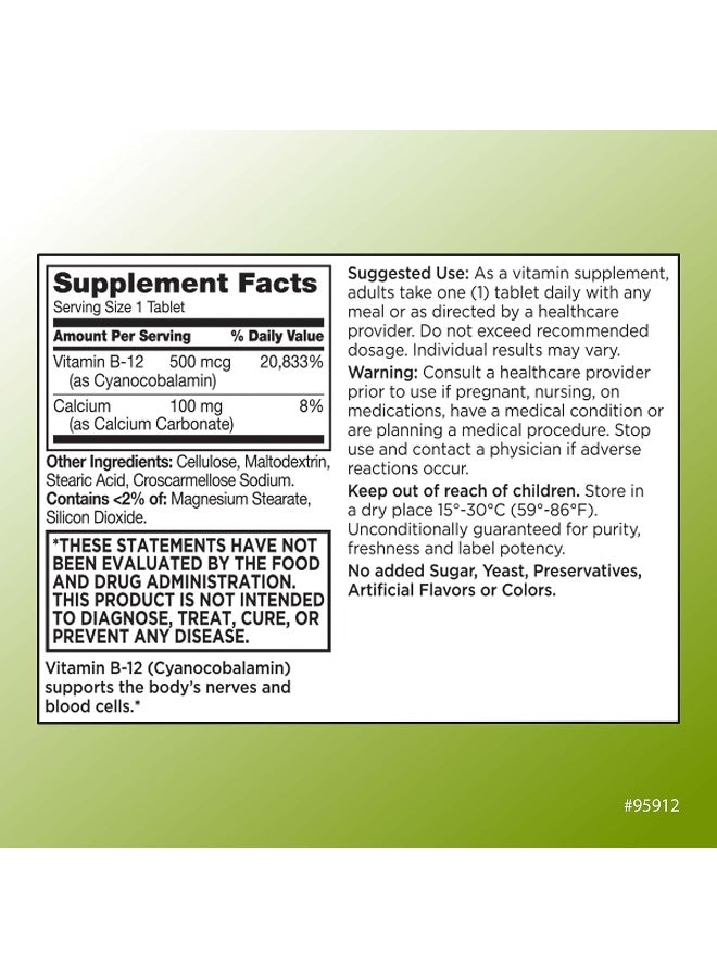 Quality Choice Vitamin B12 500mcg Tablets for Energy Support - Image 2