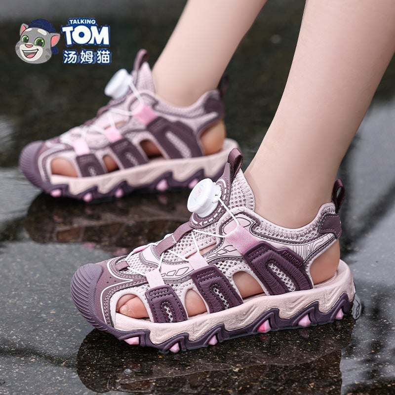 Tom Cat Children'S Shoes Boys Toe Sandals Summer Mid-Big Kids Boys Soft Bottom Non-Slip Sandals With Buttons For Children - Image 5