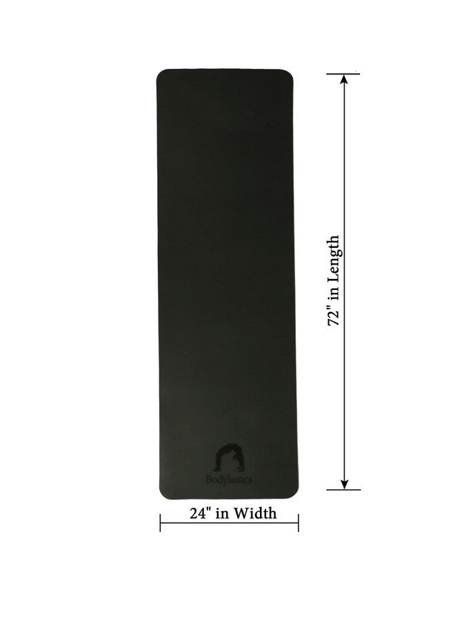Bodylastics Yoga Mat for Men and Women with Carry Bag TPE 6ft x 2ft x 6mm Large Size Anti Slip & Anti Tear Workout Mat (Black/Green) - Image 3