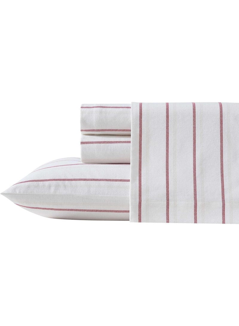 Eddie Bauer - Full Bed Sheets, Cotton Flannel Bedding Set with Matching Pillowcases, Brushed for Extra Softness, Deep Pocket, Oeko-Tex Certified (Cooper Falls Red) - Image 1