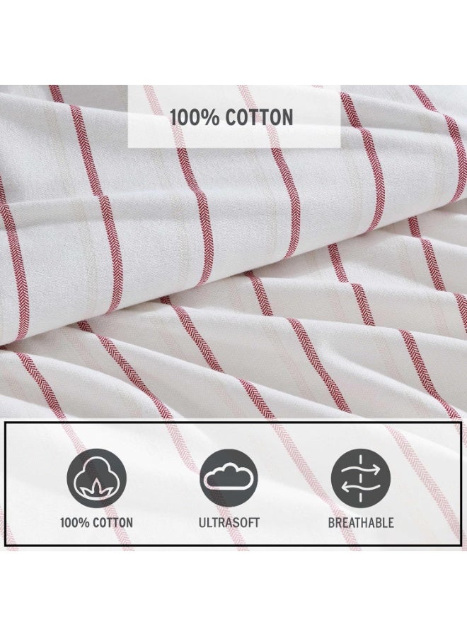 Eddie Bauer - Full Bed Sheets, Cotton Flannel Bedding Set with Matching Pillowcases, Brushed for Extra Softness, Deep Pocket, Oeko-Tex Certified (Cooper Falls Red) - Image 2