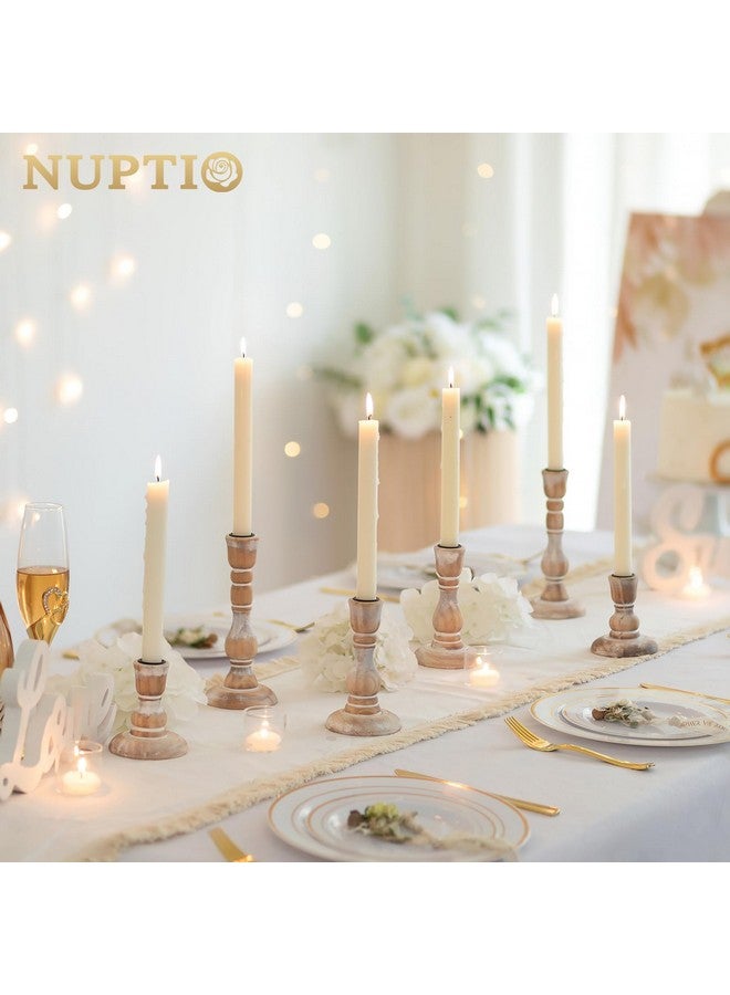NUPTIO Taper Candle Holders Wood: Set of 3 Rustic Wooden Candlestick Holder - Vintage Candles Stick Tapered Holder for Wedding Birthday Party Holiday Christmas Home Table Decor - Image 3